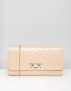 New Look Patent Quilt Clutch Bag - Brown