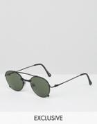 Reclaimed Vintage Inspired Aviator Sunglasses - Black