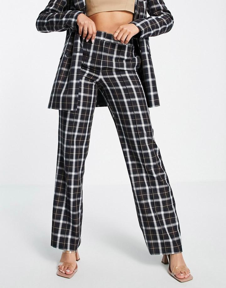 Asos Design 70s Straight Leg Suit Pant In Check-multi