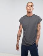 Asos Longline Oversized T-shirt In Charcoal Marl - Gray