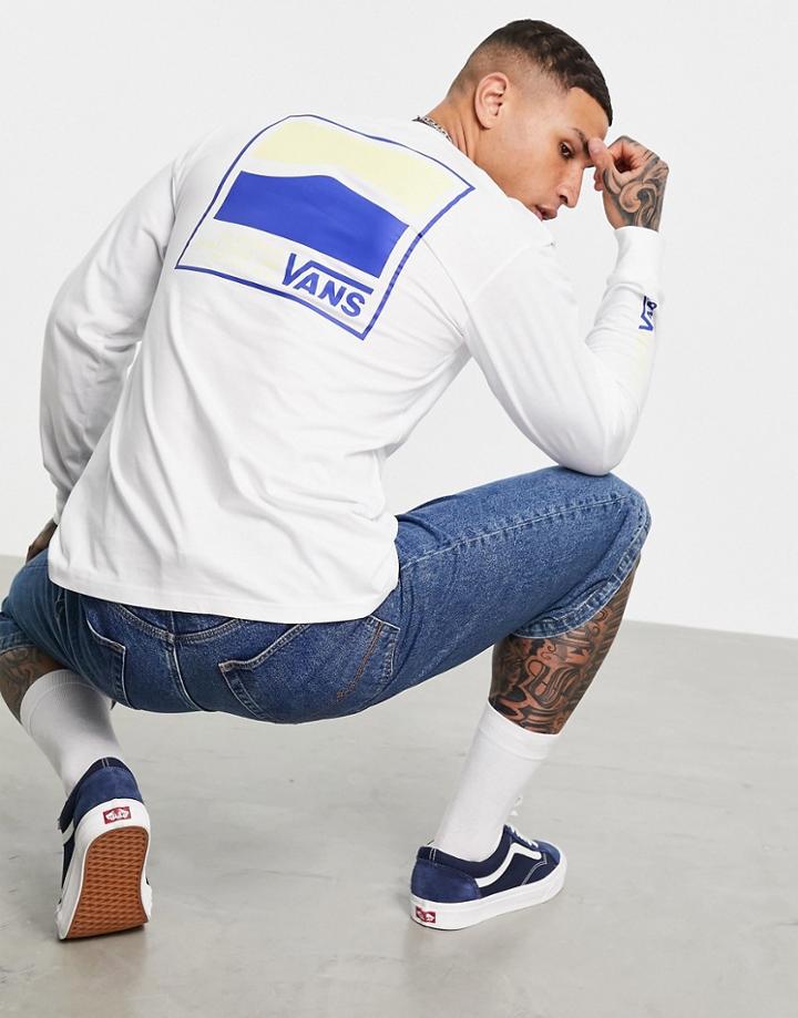 Vans Original Dna Sidestripe Back Print Long Sleeve T-shirt In White