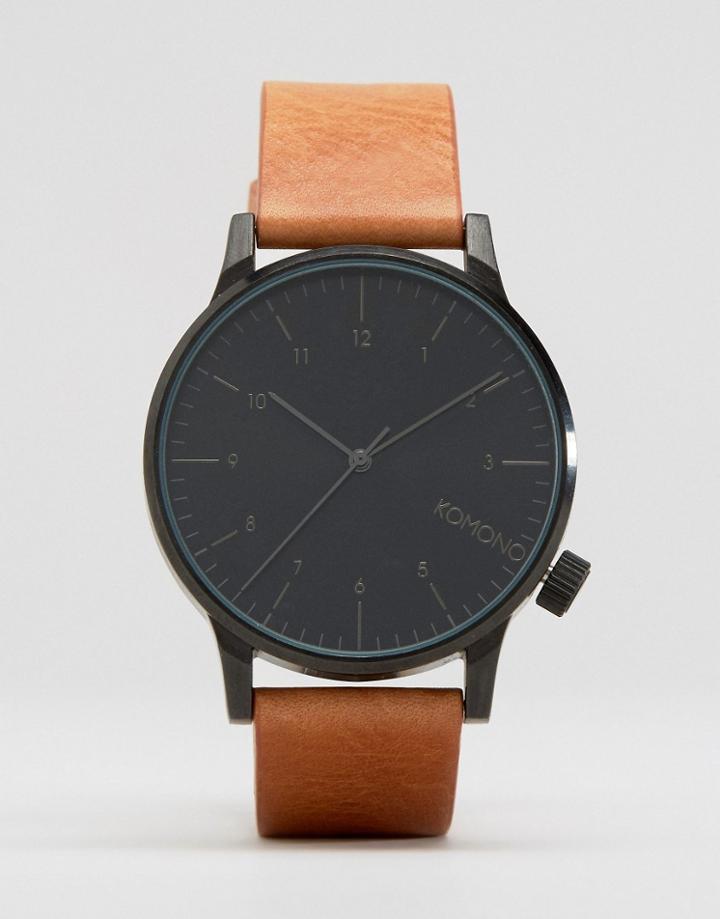 Komono Winston Regal Leather Watch In Tan - Tan