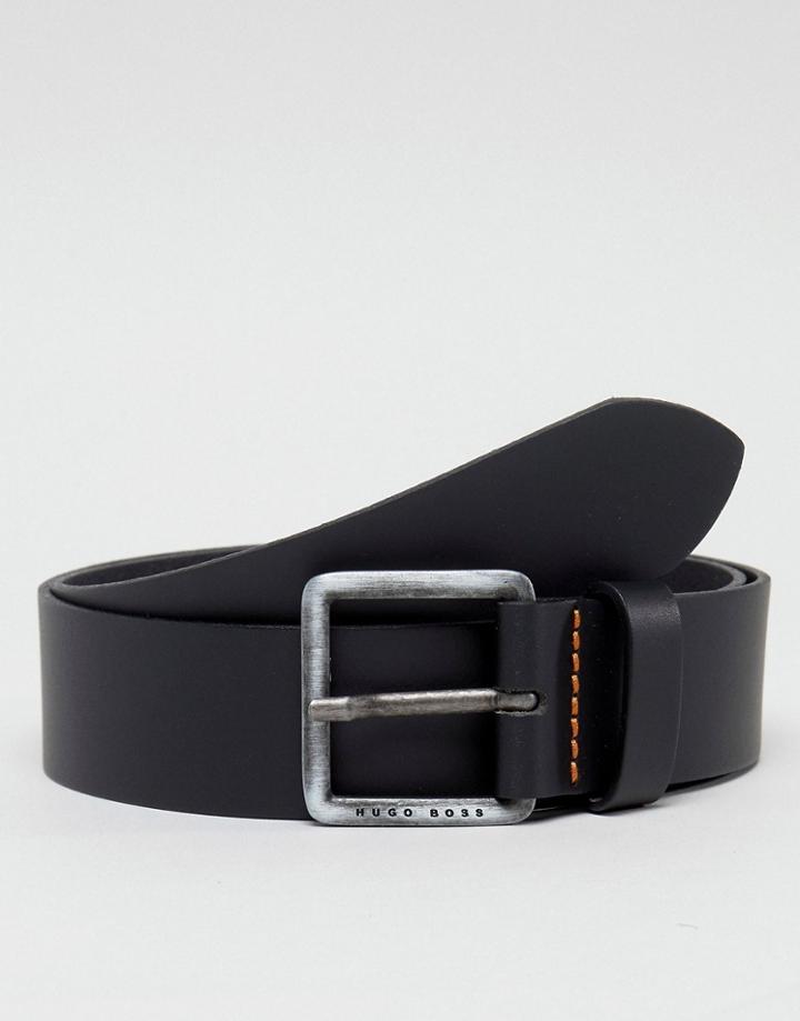 Boss Casual Jeeko Smooth Leather Belt In Black - Black