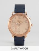 Fossil Q Navy Leather Tailor Smart Watch - Blue