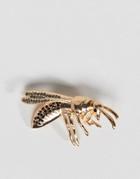 Asos Design Wasp Brooch With Crystals In Gold - Gold