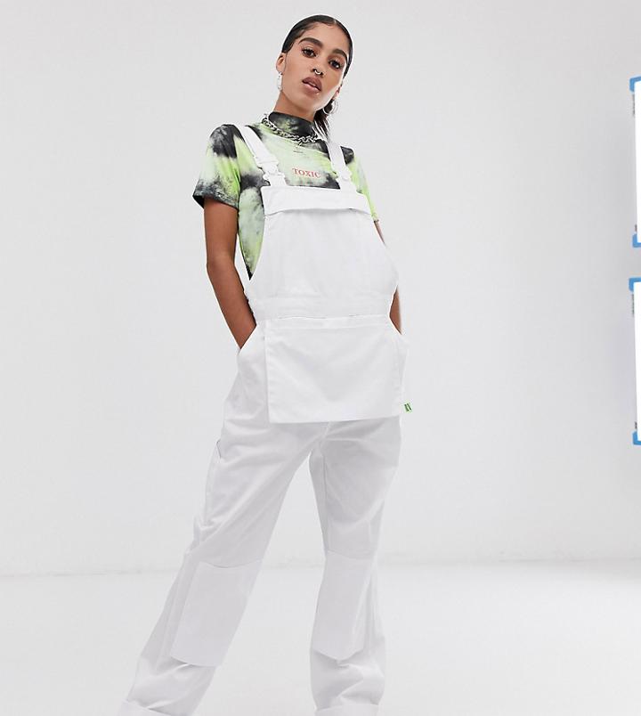 Reclaimed Vintage Revived Boiler Overall With Logo Detail-white