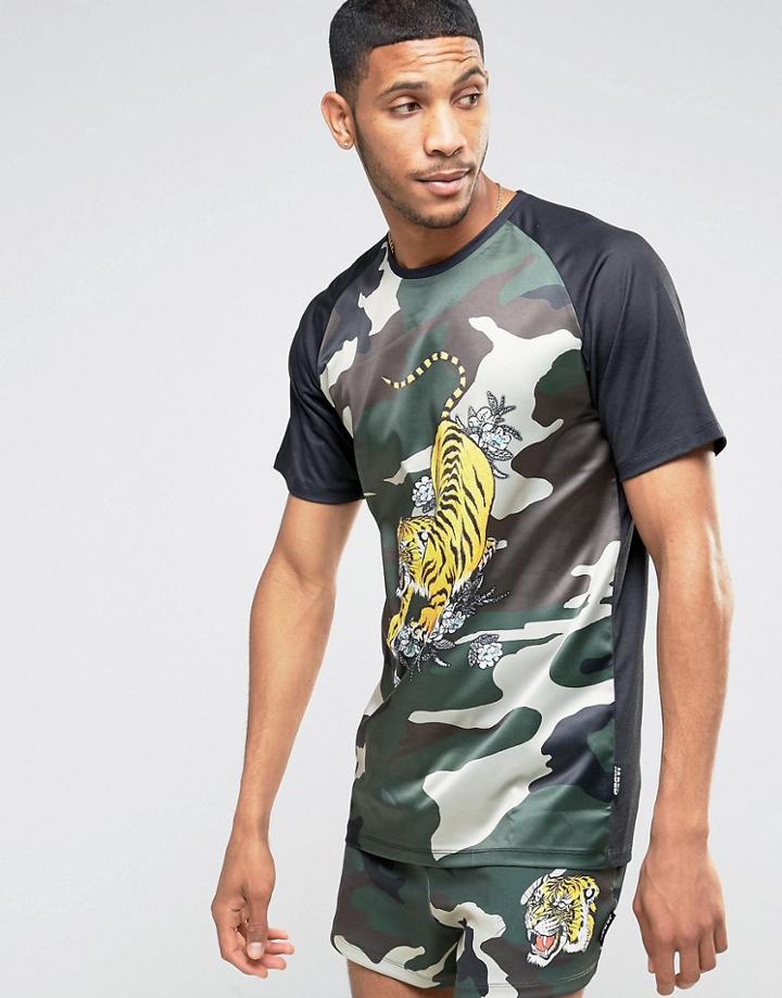 Jaded London Camo Souvenir T-shirt - Green
