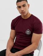 New Look Muscle T-shirt With Chest Print In Burgundy - Red