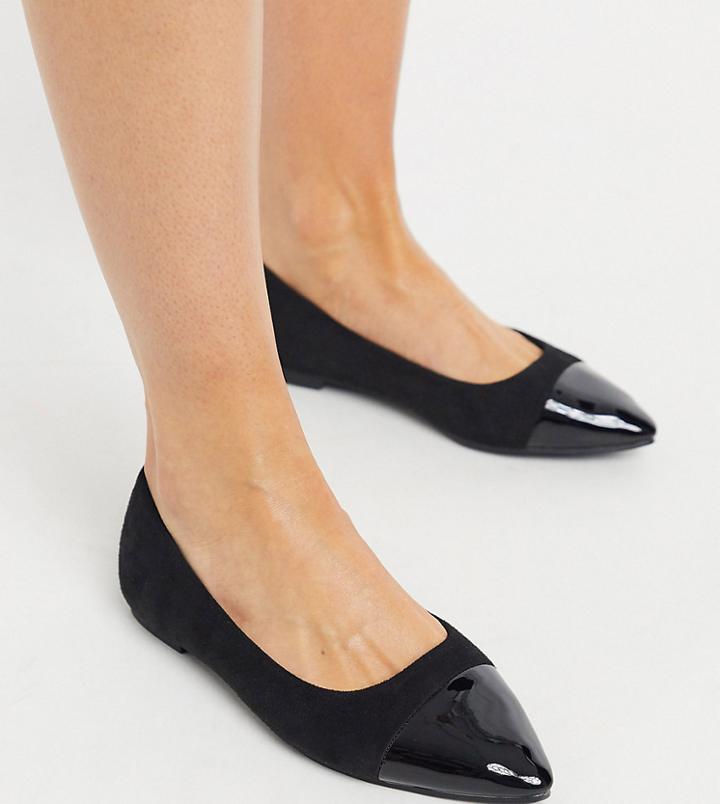 Simply Be Wide Fit Ballerina Flat Shoe In Black