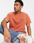 New Look Oversized T-shirt With Usa Print In Washed Rust-red