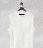 Collusion Unisex Chunky Jersey Rib Knit Tank In Ecru - Part Of A Set-white