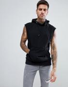 Another Influence Hooded Cap Sleeve Textured Sweat - Black