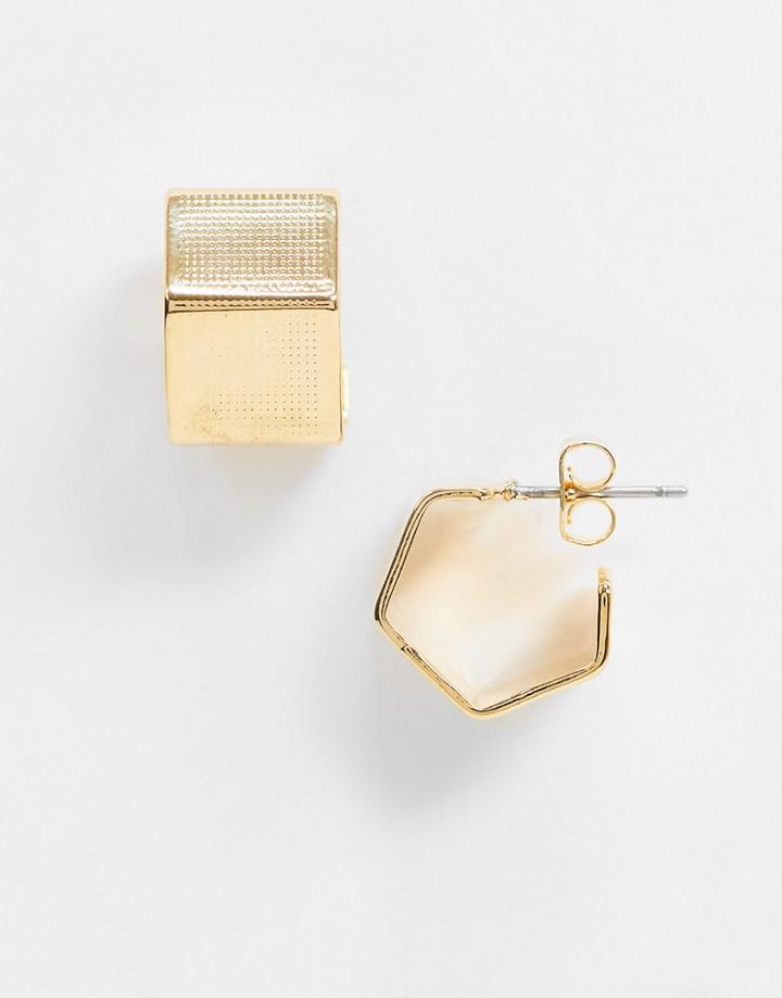 Whistles Hexagonal Hoop Earrings In Gold