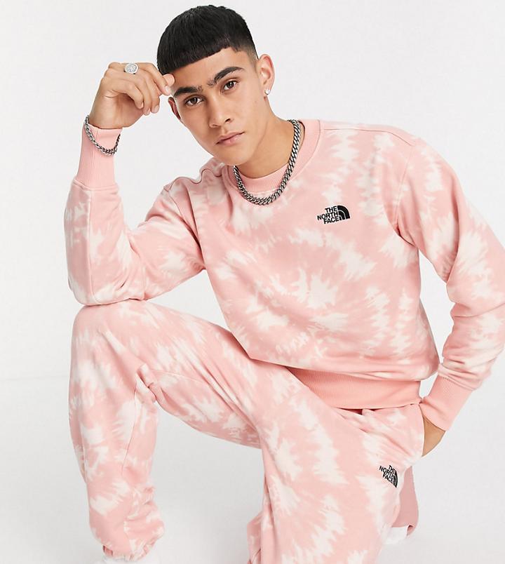 The North Face Oversized Essential Sweatpants In Pink Tie Dye Exclusive At Asos