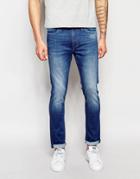 Jack & Jones Mid Blue Super Stretch Skinny Fit Jeans - Mid Blue