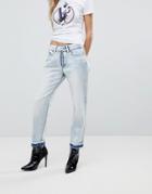 Versace Jeans Crop Jean With Exposed Zip - Blue