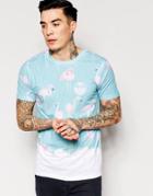 Friend Or Faux T-shirt With Flamingo Print - Blue