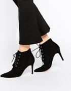 Faith Stuzt Black Lace Up Heeled Boots - Black