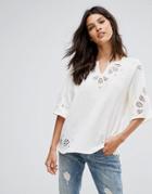 See U Soon Emb Shoulder Shell Top - White