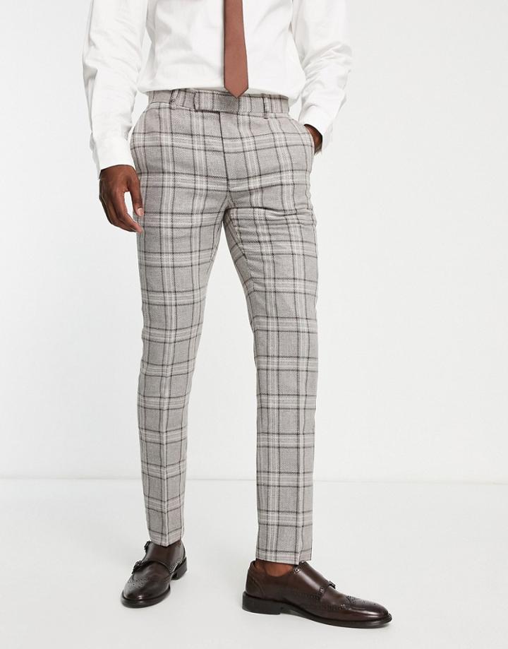 Harry Brown Suit Pants In Beige Plaid-neutral