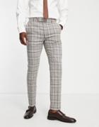 Harry Brown Suit Pants In Beige Plaid-neutral