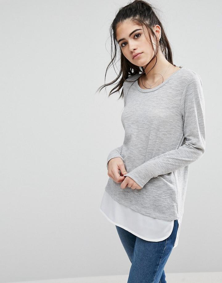 Only Jessy Jess Layered Long Sleeve Tee - Gray