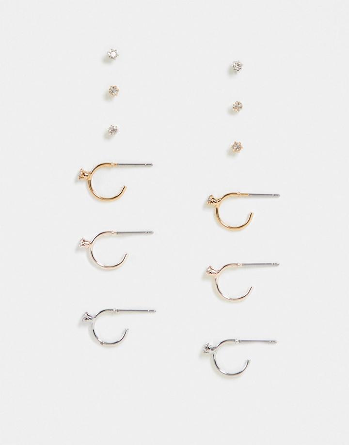Aldo Sevoressi Minimal Hoop And Stud Earrings Multipack In Mixed Metals