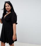 Asos Design Curve Broderie Button Through Tea Dress - Black