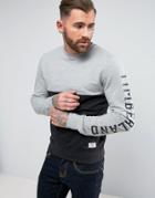 Timberland Sleeve Logo Slim Fit Crew Neck Sweat 2 Tone In Black/gray - Black
