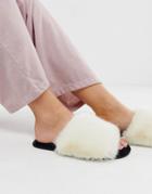 Asos Design Neela Faux Fur Slippers - Beige