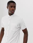 Jack & Jones Core Pique One Pocket Short Sleeve Shirt In White - White