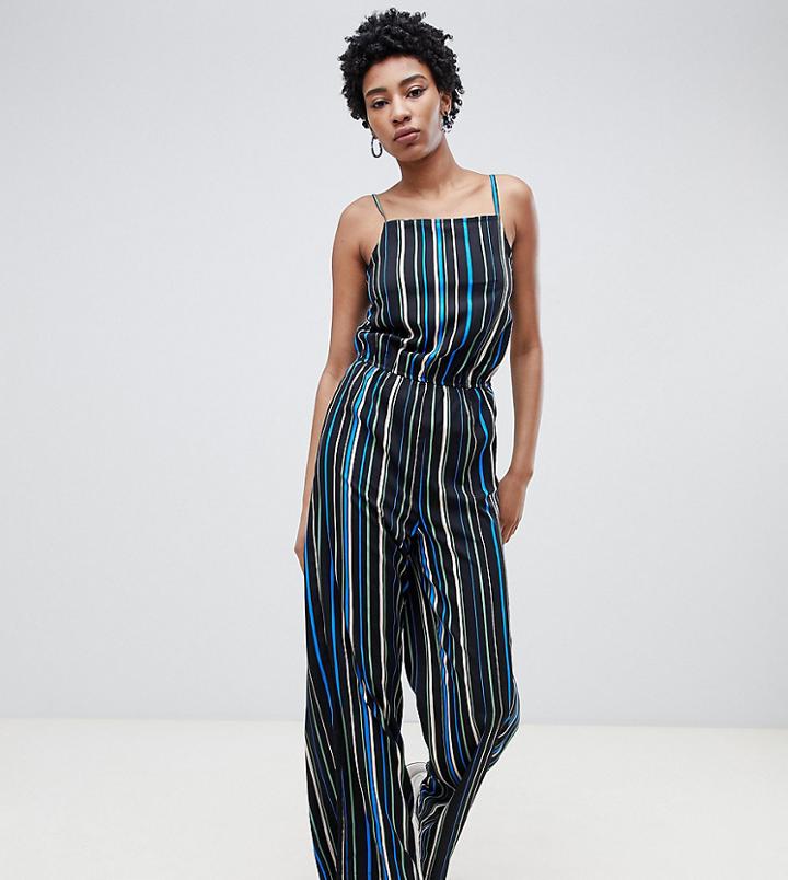 Noisy May Tall Stripe Wide Leg Cami Jumpsuit-multi