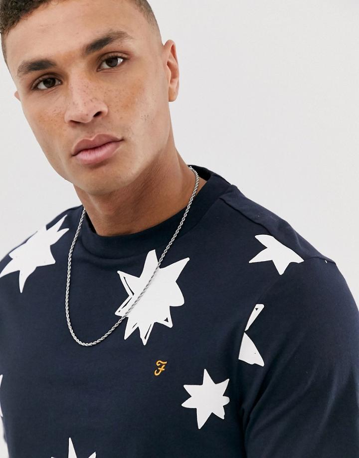 Farah Blackburn Star Print T-shirt In Navy
