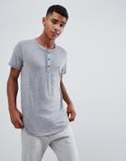 Hollister Solid Henley T-shirt Seagull Logo Slim Fit In Gray Marl - Gray