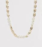 Reclaimed Vintage Chain Necklace With Faux Pearl Detail - Gold