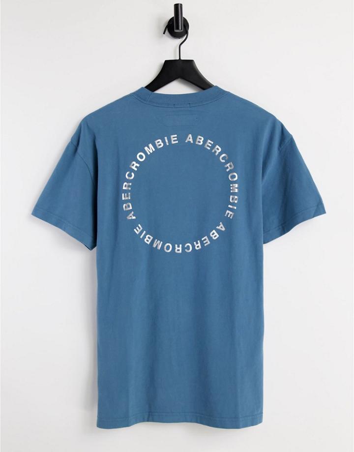 Abercrombie & Fitch Circle Logo Back Print T-shirt In Light Blue-blues