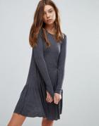 Pull & Bear Frill Hem Mini Dress - Gray