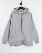 Nike Collection Fleece Super Oversized Full-zip Hoodie In Gray Heather