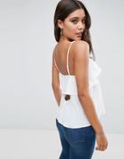 Asos Cami With Ruffle Open Back - White