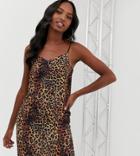 Collusion Tall Leopard Print Cami Mini Dress-multi