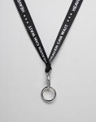 Asos Lanyard Style Necklace In Black With Slogan - Black