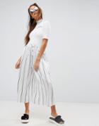 Asos Awkward Length Stripe Culottes - Multi