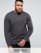 Asos Plus Lightweight Muscle Sweatshirt In Washed Black - Black