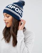 Le Coq Sportif Pom Pom Beanie - Navy