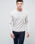 Tommy Hilfiger Crew Sweater Cotton Small Logo - Cream