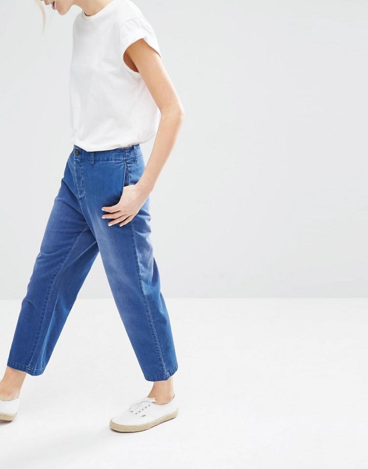 Monki Cropped Denim Pants - Blue