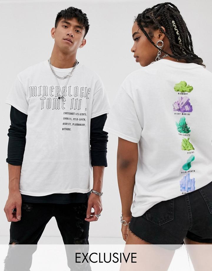 Reclaiomed Vintage Unisex Natural History Museum Gem T-shirt In White