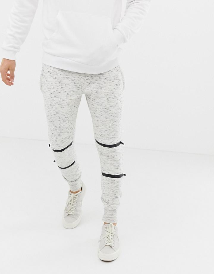 Brave Soul Skinny Fit Fleck Joggers - Cream