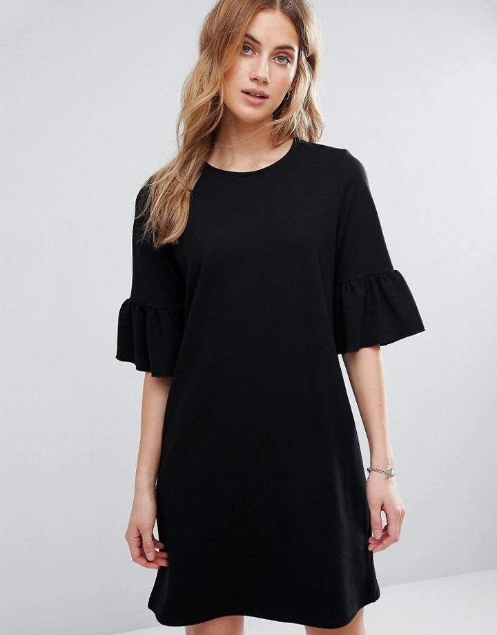 New Look Ruffle Sleeve T-shirt Dress - Black