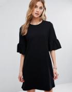 New Look Ruffle Sleeve T-shirt Dress - Black